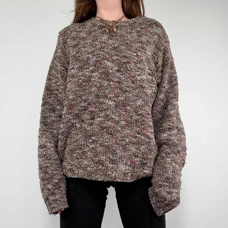 brown chunky knitted oversized jumper