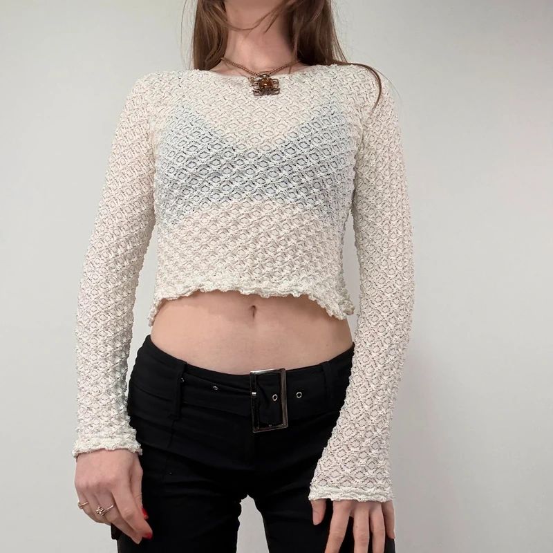 Lace Textured Ruffle Top