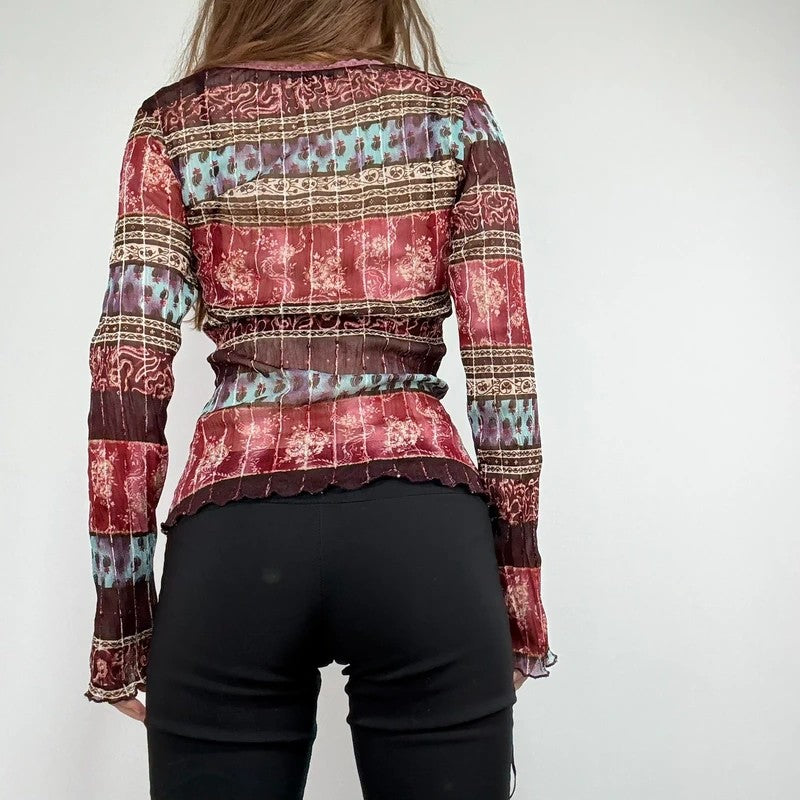 Mesh paisley boho layered graphic summer t-shirt