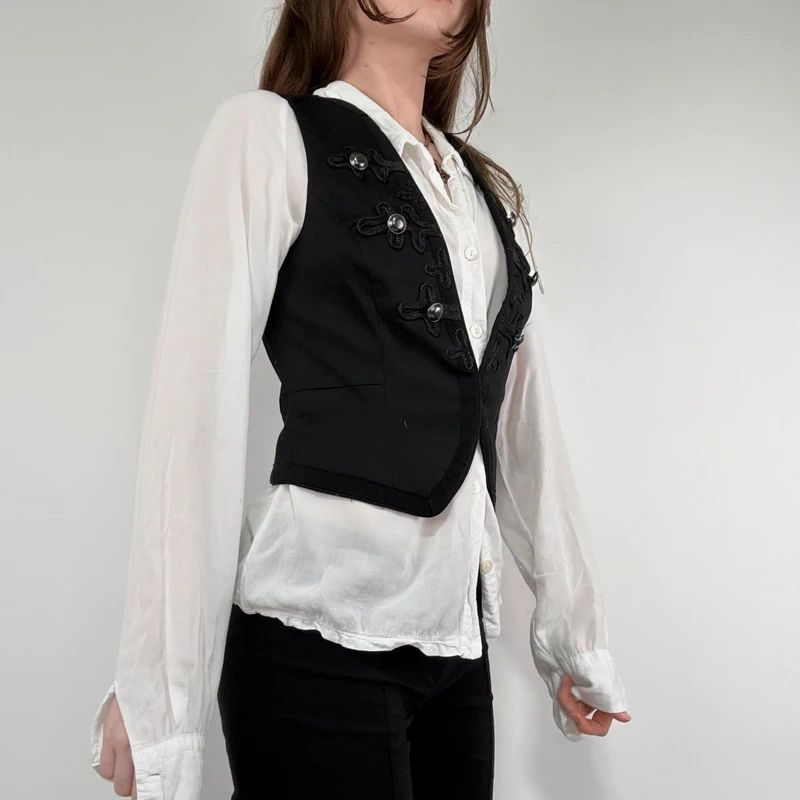 black military cropped napolionic waistcoat