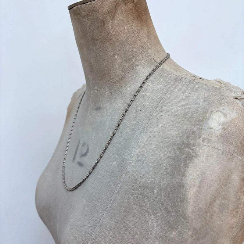 silver flat link chain necklace
