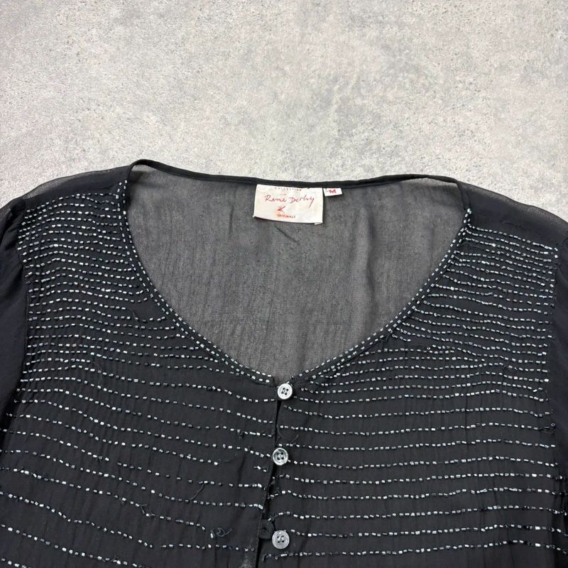 sheer black beaded Rene Derhy shirt
