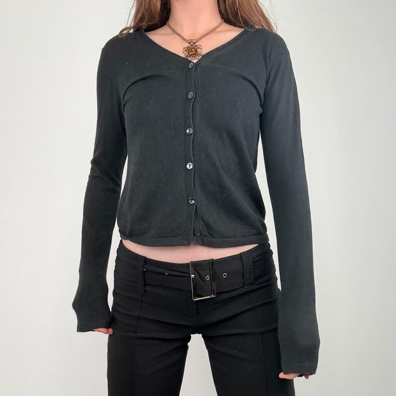 black cropped button cardigan