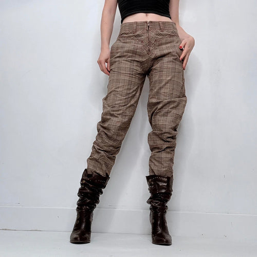 Archival tartan gathered puff trousers