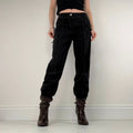 Black puff utility contrast trousers