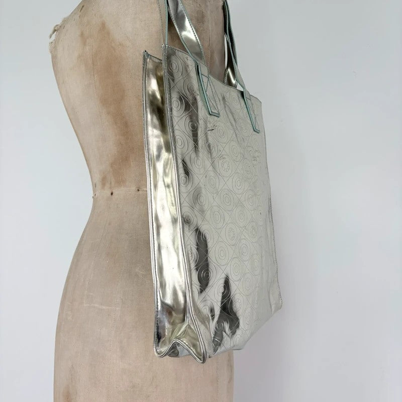 Silver metallic kenzo logo tote bag