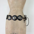 Black leather studded circle belt