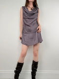 draped neck slouchy mini dress