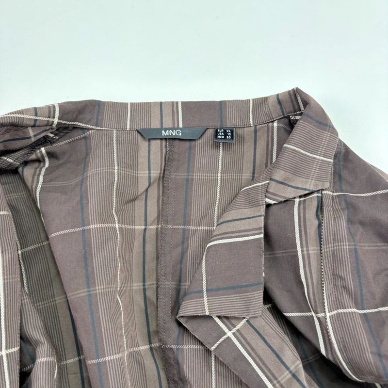 Brown tartan Asymmetric corset Shirt