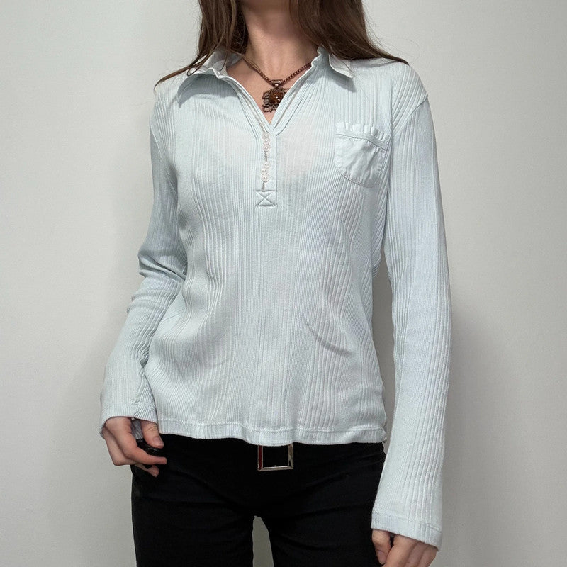 baby blue cotton ribbed shirt