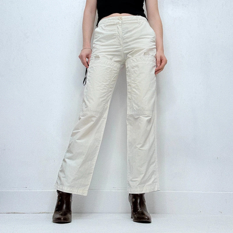 white straight leg utility trousers