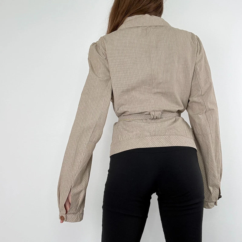 Pinstripe structured cotton jacket