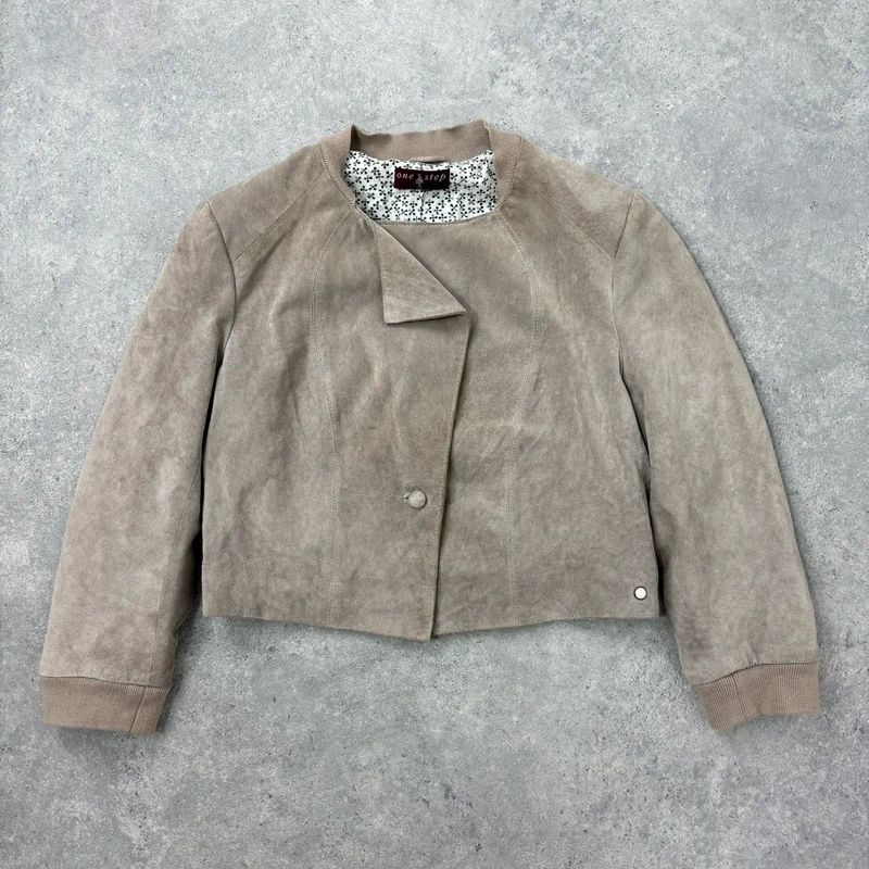 tan suede cropped boxy jacket