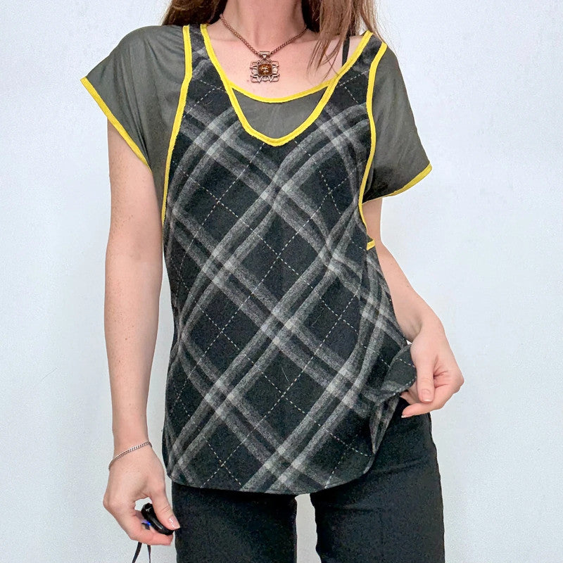 tartan layered fitted shirt