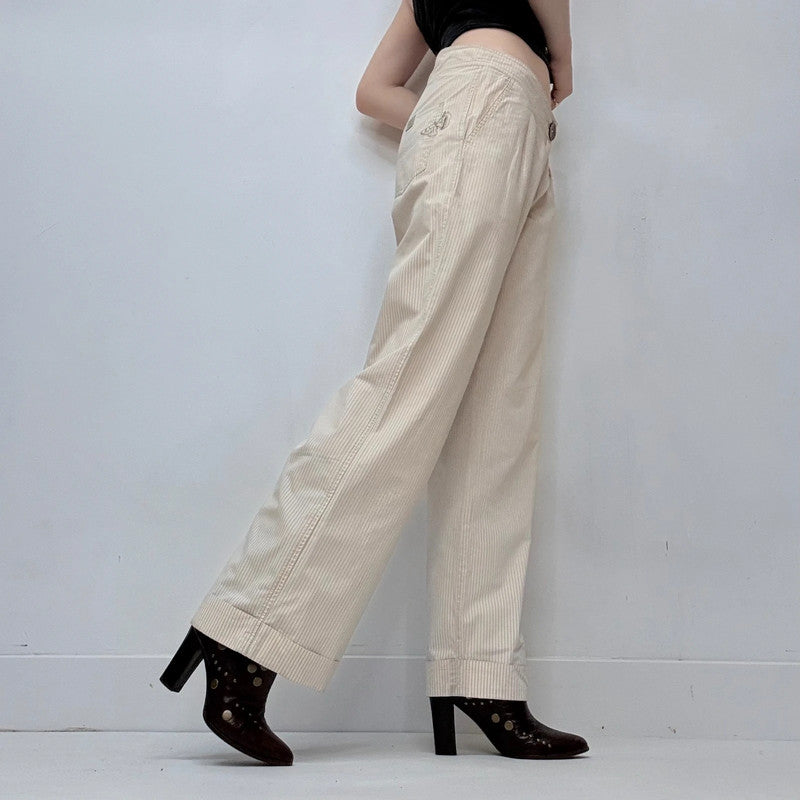 cop copine pleated front pinstripe trousers