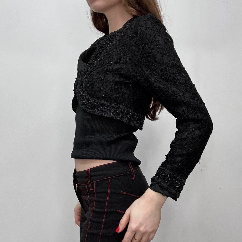 black cropped beaded jacket