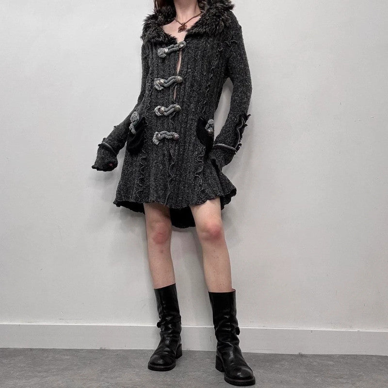 grey knitted grunge fairy cardigan