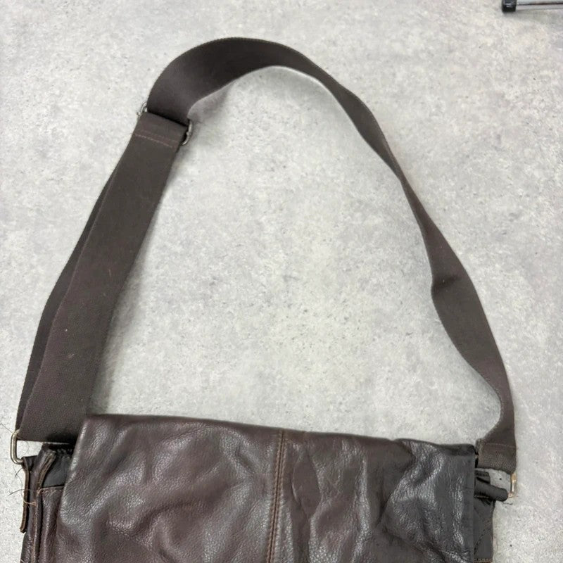 Brown leather satchel slouchy crossbody bag