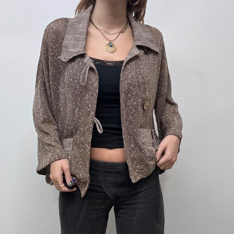 sheer slouchy archival boho knit jacket