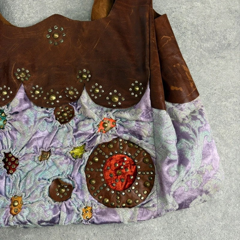Boho patchwork studded hippy slouchy oversized bag