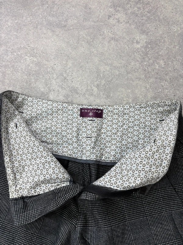 tartan checked grey cropped capri pants