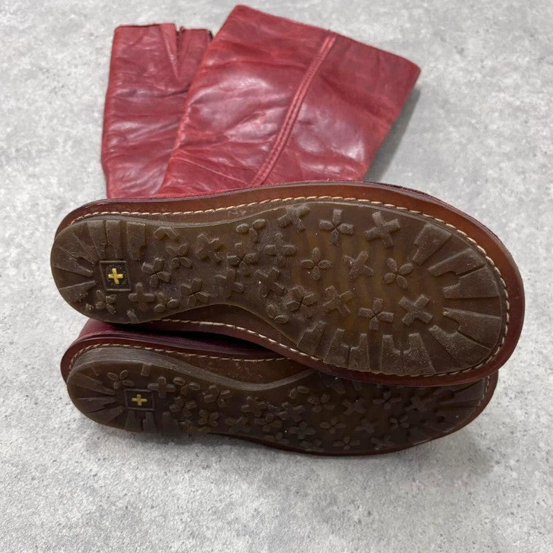 red leather Dr marten moto boots