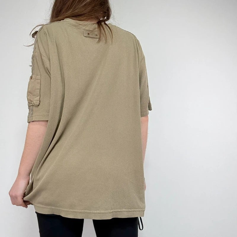 oversized khaki ribbed military t-shirt