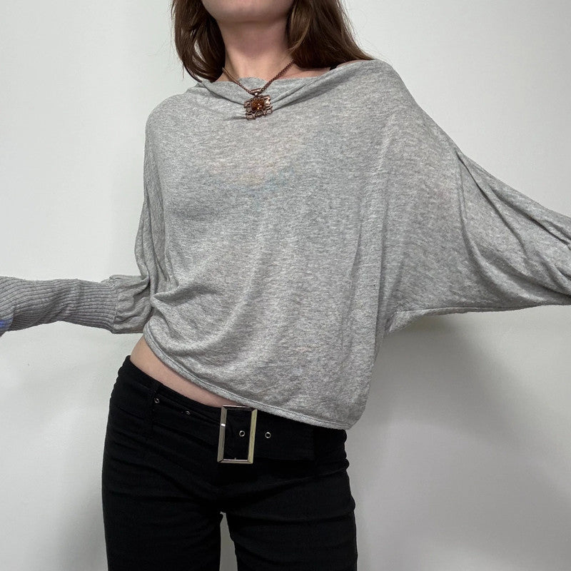 grey slouchy off the shoulder