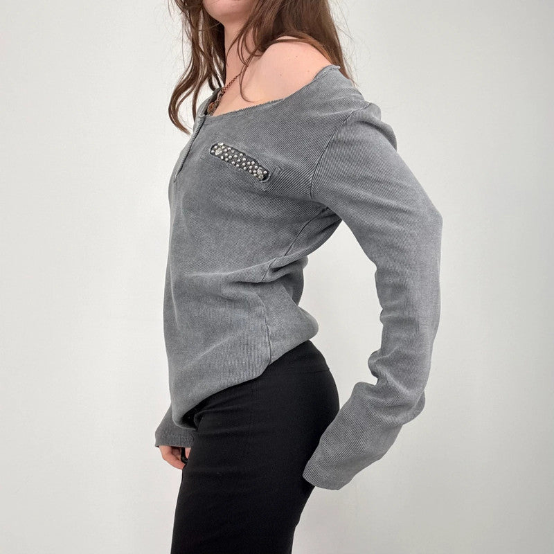 slouchy grey distressed t-shirt