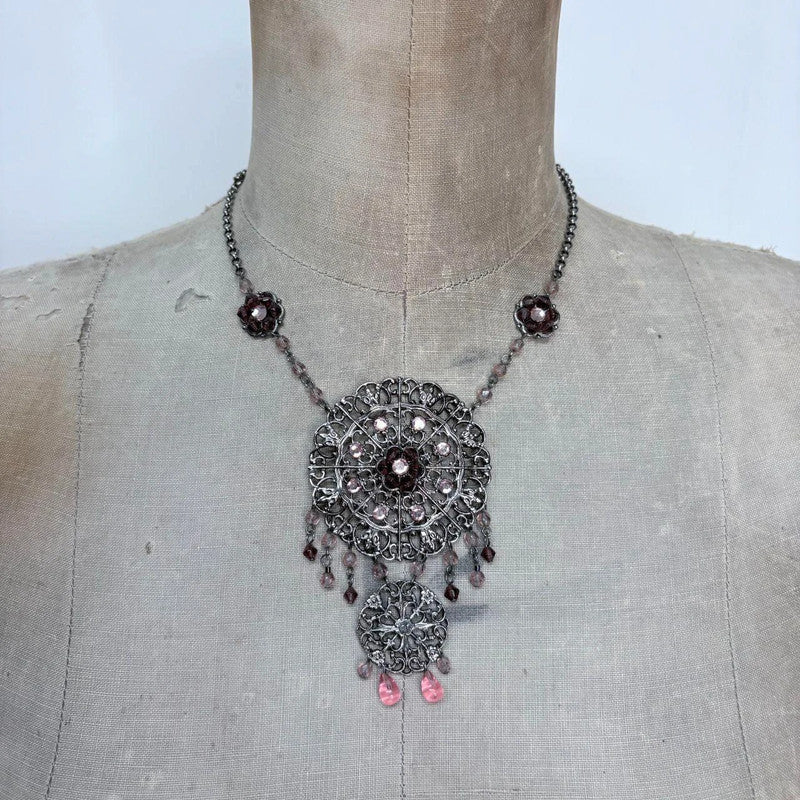 boho draped fairy silver necklace