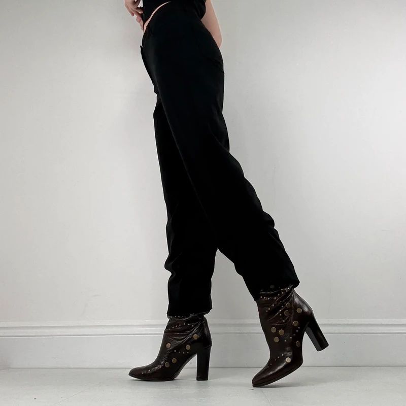 black Cop Copine pleated flared trousers