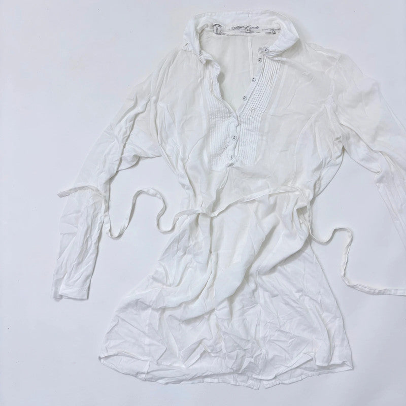 white pleated allsaints shirt dress