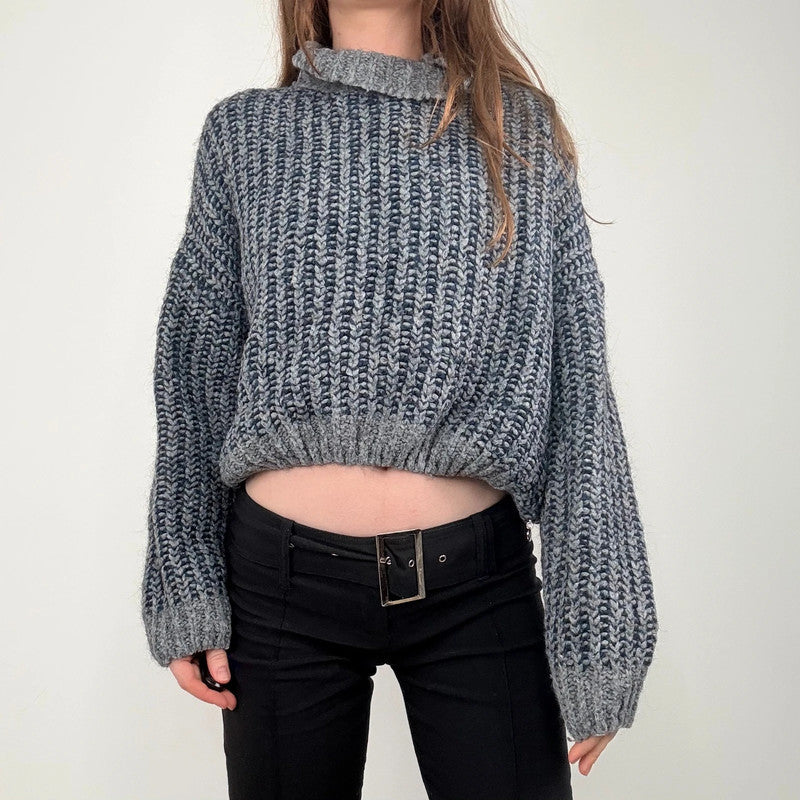 chunky knit cropped puff jumper