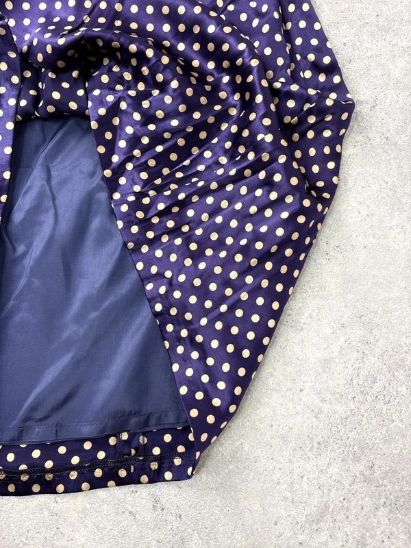 pleated silk polkadot flared midi skirt