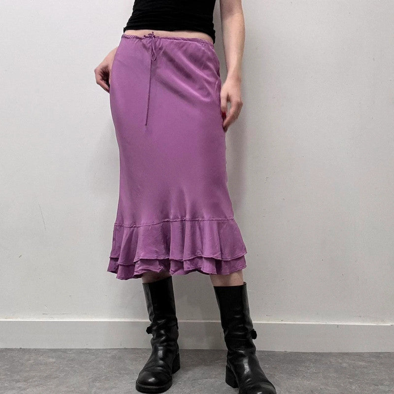 Silk bias cut 90s lace skirt