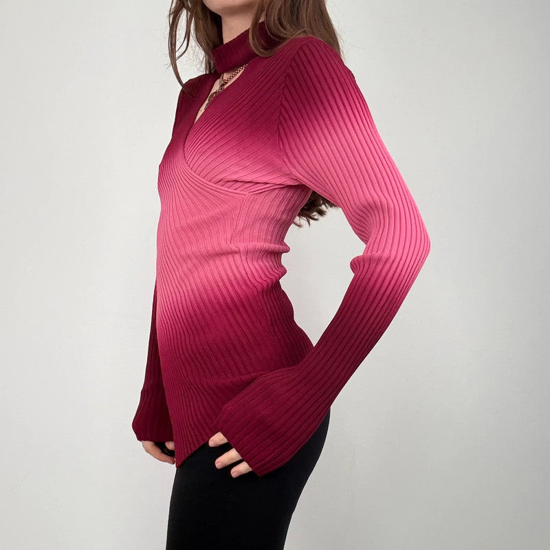 chunky ribbed knit asymmetric ombre jumper