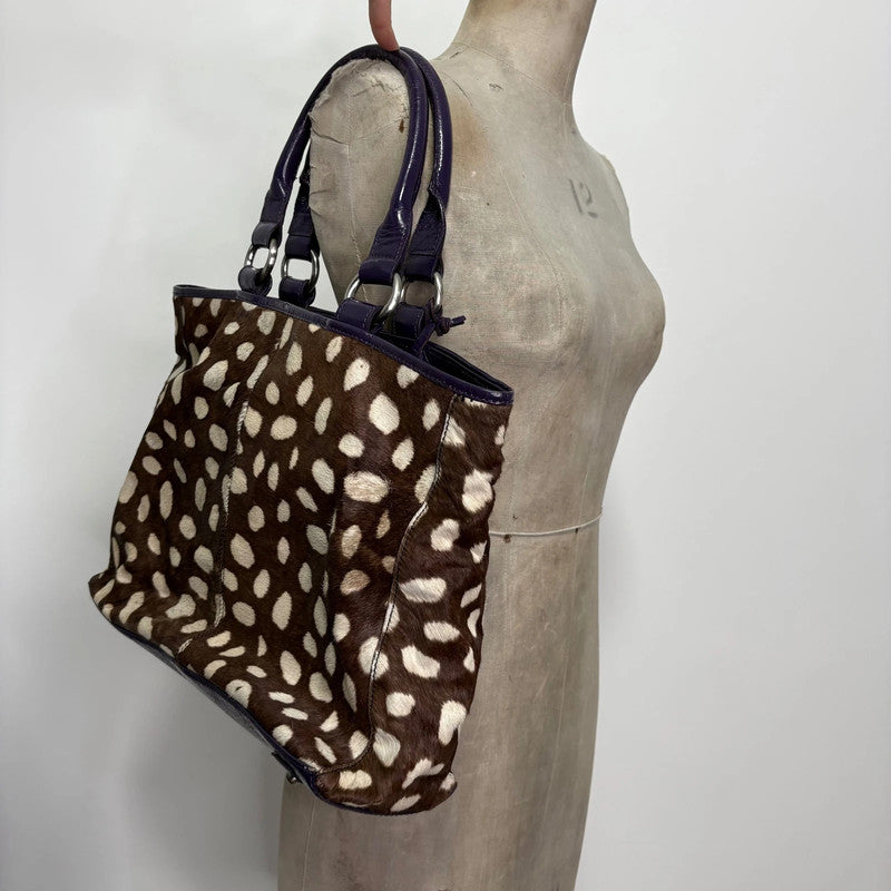 cowhide fawn leather shoulder bag