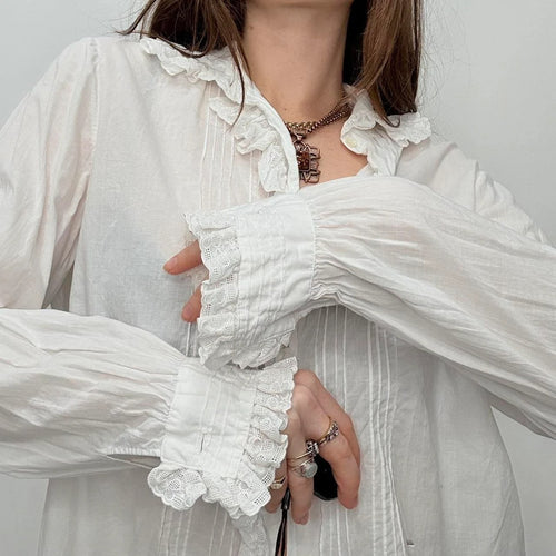 antique white cotton lace shirt