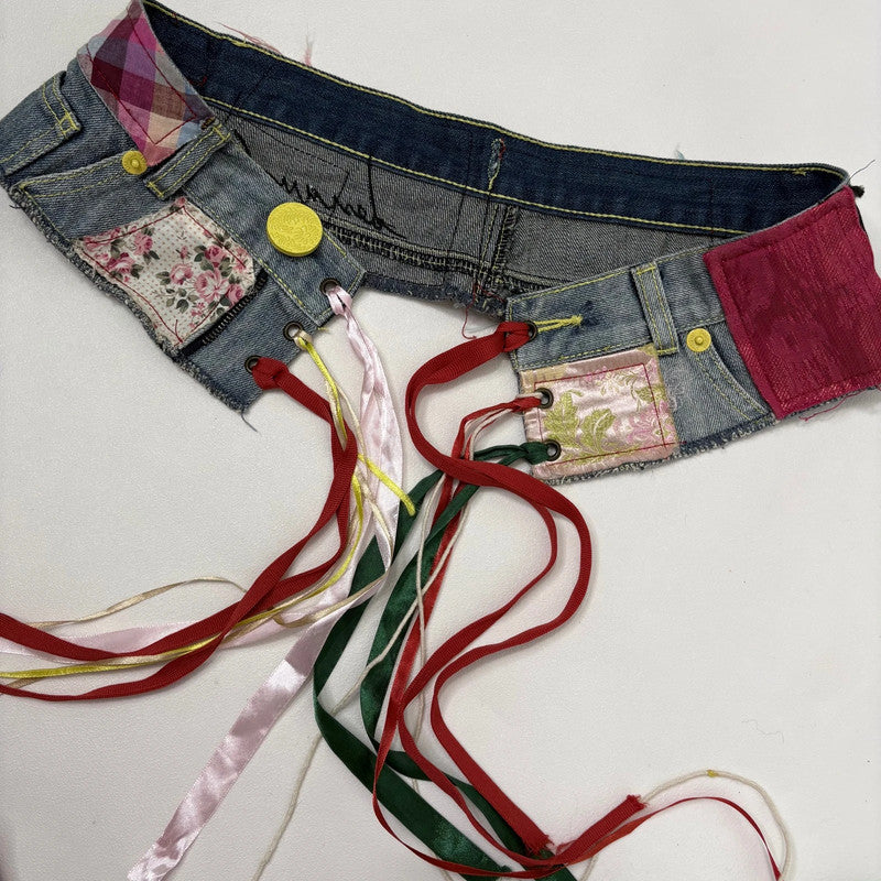 patchwork desigual ribbon corset belt