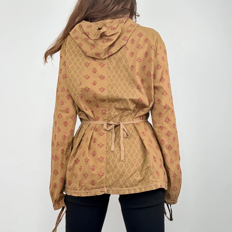 tan khaki printed cotton shirt