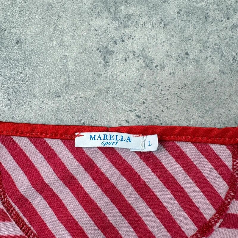 pink and red striped long sleeve Marella t-shirt