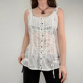 white button through cotton vest