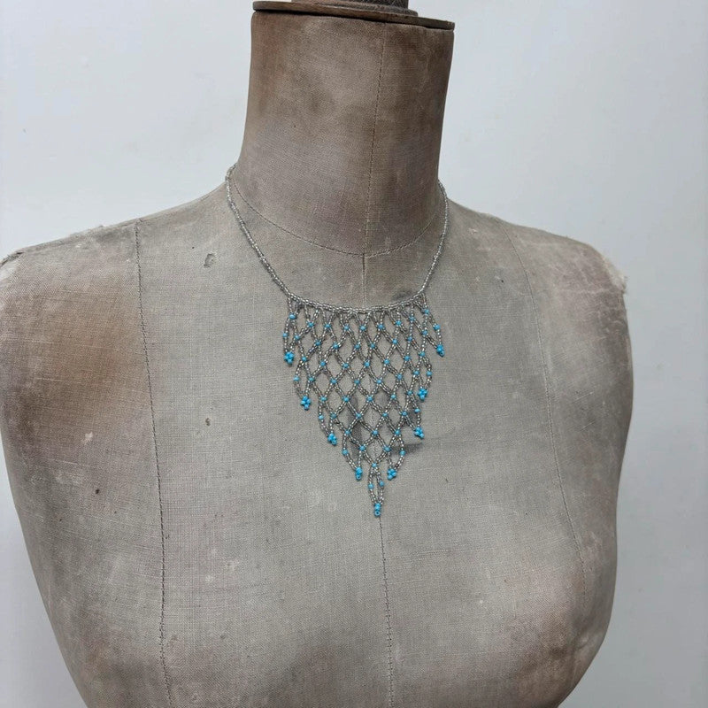 beaded chandiler layered drape necklace