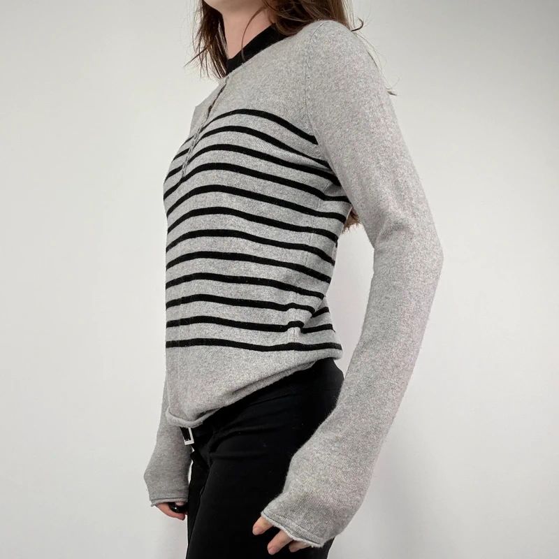 grey striped cashmere jumper