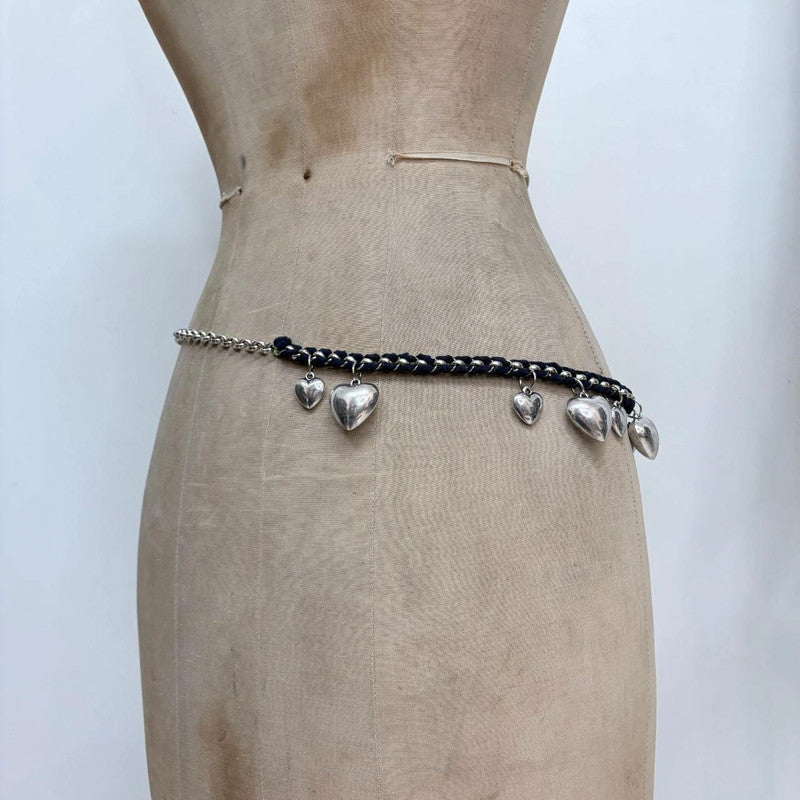 woven chunky chain love heart waist chain
