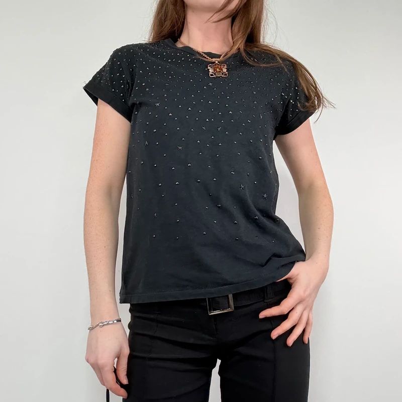 black studded allsaints t-shirt