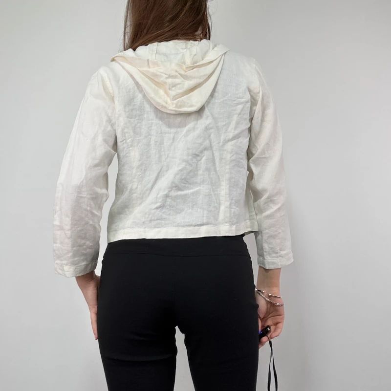 White Linen mini cropped shirt