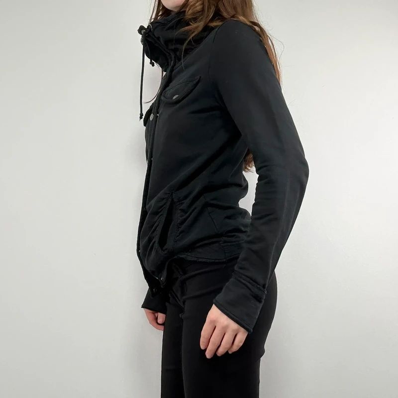 Black high neck funnel jacket