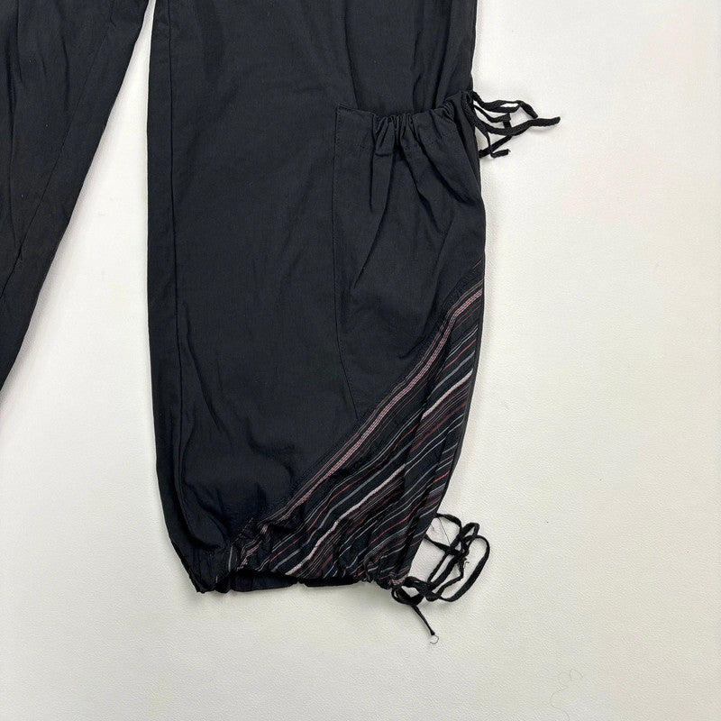 Low rise black puff pinstripe trousers