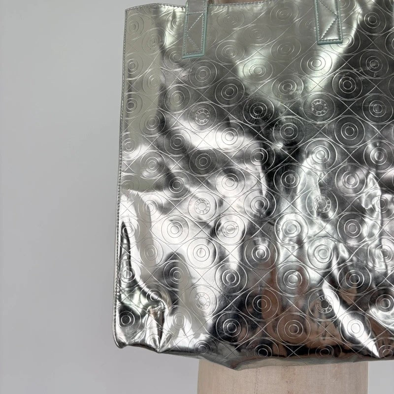 Silver metallic kenzo logo tote bag